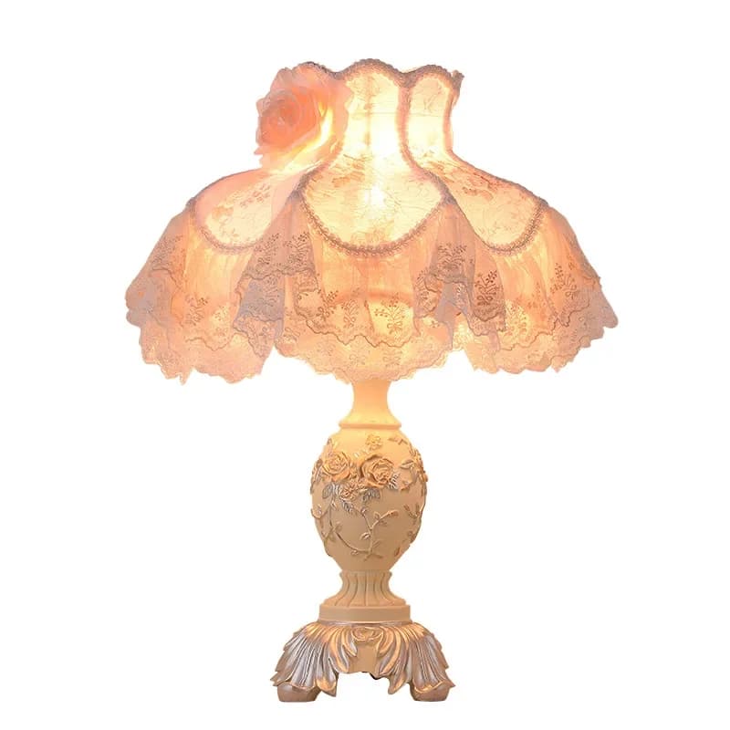 Lampada da scrivania europea, lampada da comodino per camera da letto, lampada da camera nuziale coreana creativa principessa, simpatico regalo di nozze in pizzo
