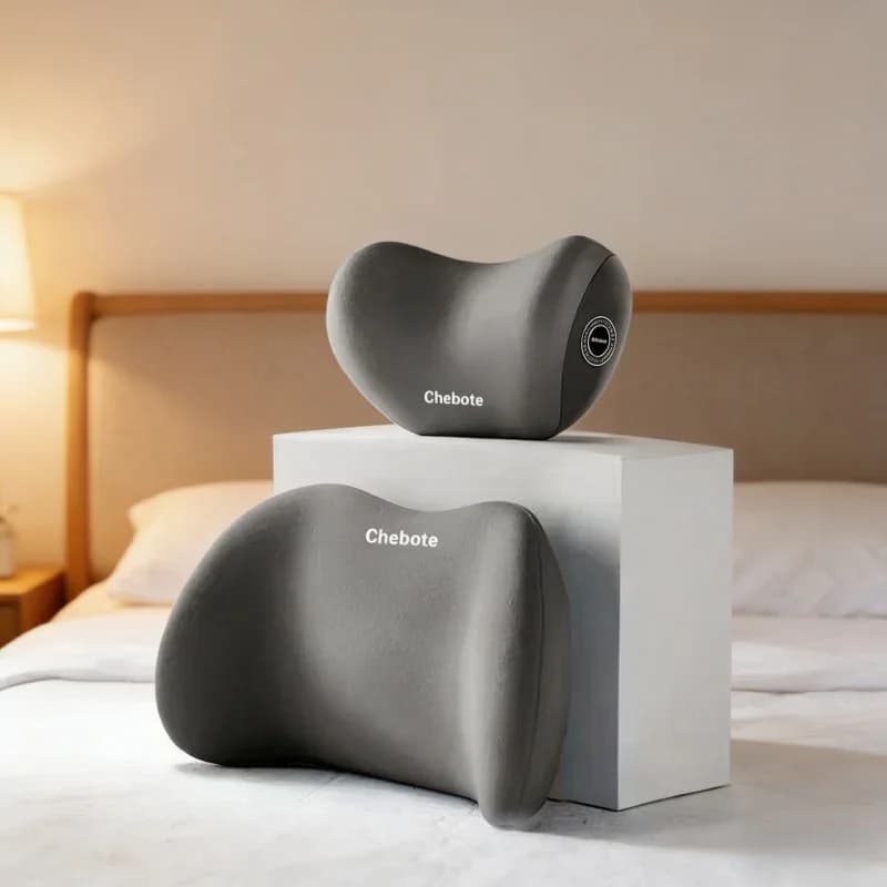 Set di 2 Cuscini Ergonomici per Auto, Supporto per Collo e Lombare 2 in 1, Supporto Cervicale in Spugna e Gomma con Cuscino Regolabile per Schienale