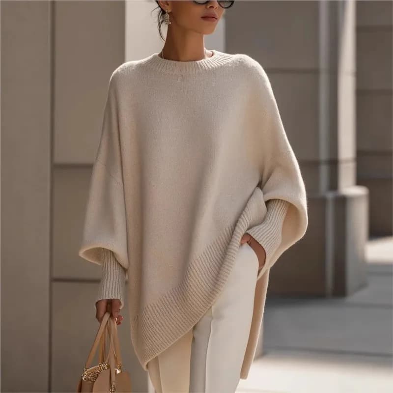 2026 Maglione lavorato a maglia con maniche a pipistrello da donna Design a spalla Stile casual Autunno Inverno Capispalla Cappotto di maglieria a forma irregolare