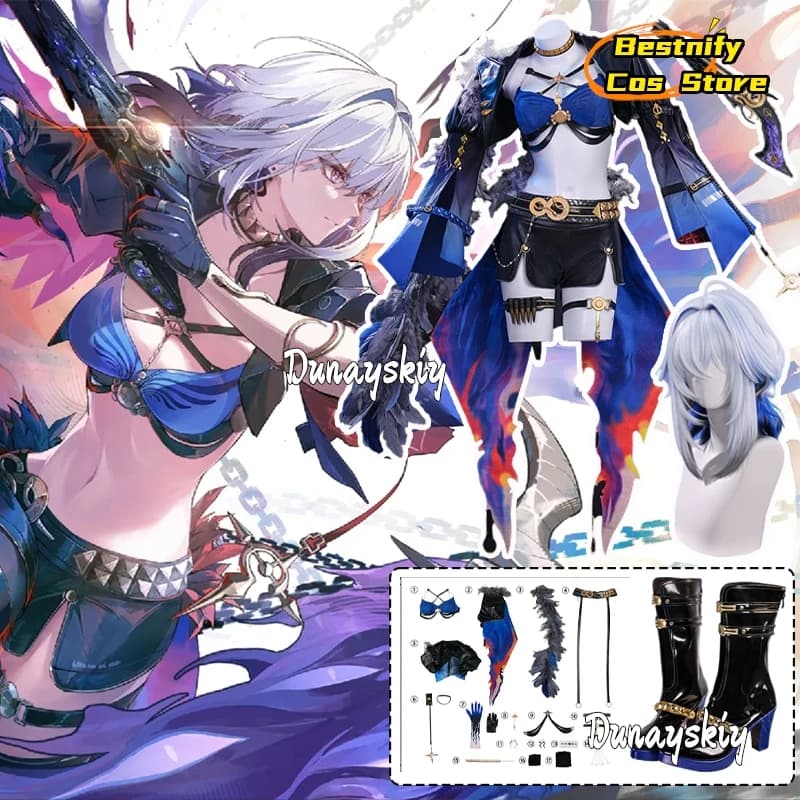 Gioco Wuthering Waves Galbrena Costume Cosplay Galbrena Parrucche Scarpe Top Pantaloni Giacche Guanti Calzini Puntelli Halloween {Bestnify Cos}