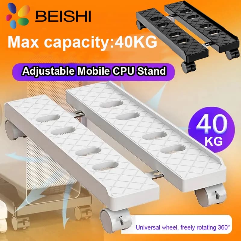 Supporto per torre per computer regolabile adatto per PC Supporto per CPU mobile Supporto per torre per PC ventilato sotto la scrivania Supporto per CPU per accessori da scrivania