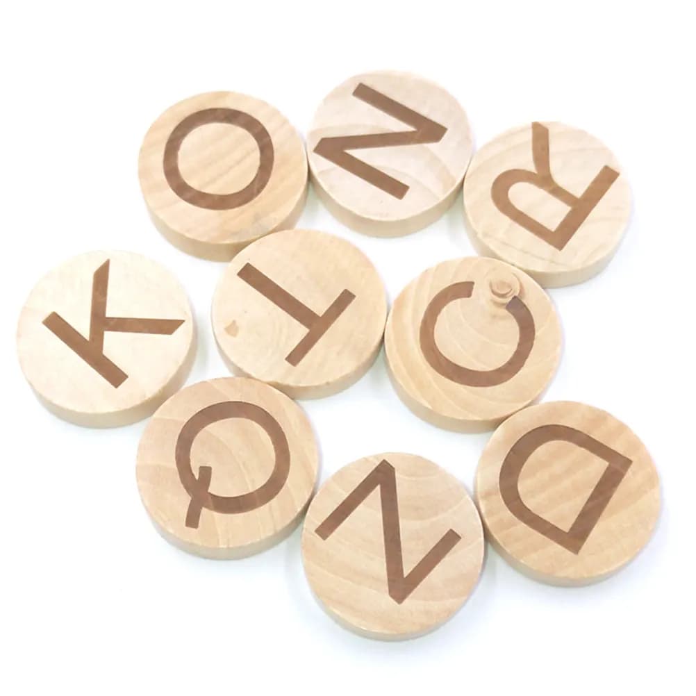 26 Pezzi di Legno Alfabeto, Fette Spesse Rotonde in Legno Naturale, Liscio per Artigianato Fai-da-te, Educativo, Accessori per Cucito e Lavori Manuali