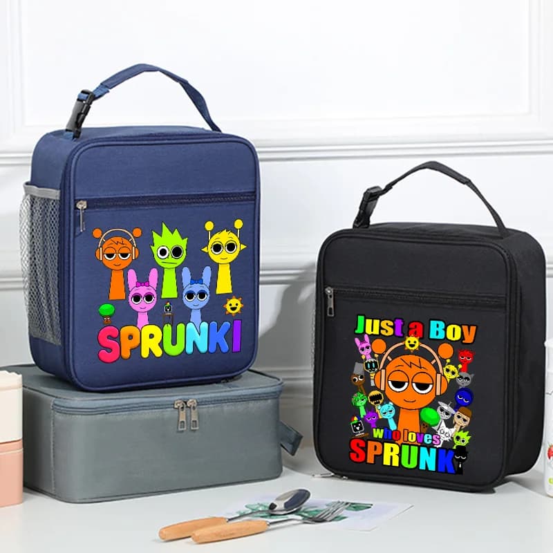 Sprunkis Lunch Bag Waterproof Portable Insulated Lunch Box Cartoon Game Bento Packet Rice Drink Thickened Bento Container Gifts