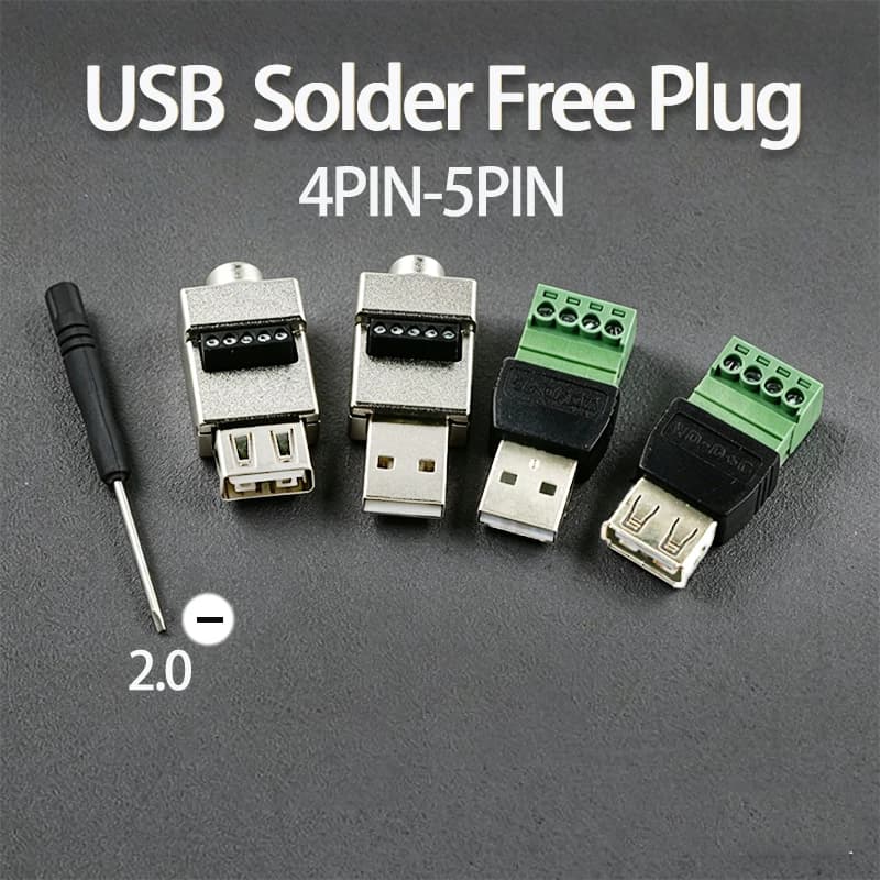 Connettore USB Senza Saldatura 2.0 Maschio e Femmina, Adattatore Terminale 4 Pin 5 Pin, Connettore per Mouse e Tastiera