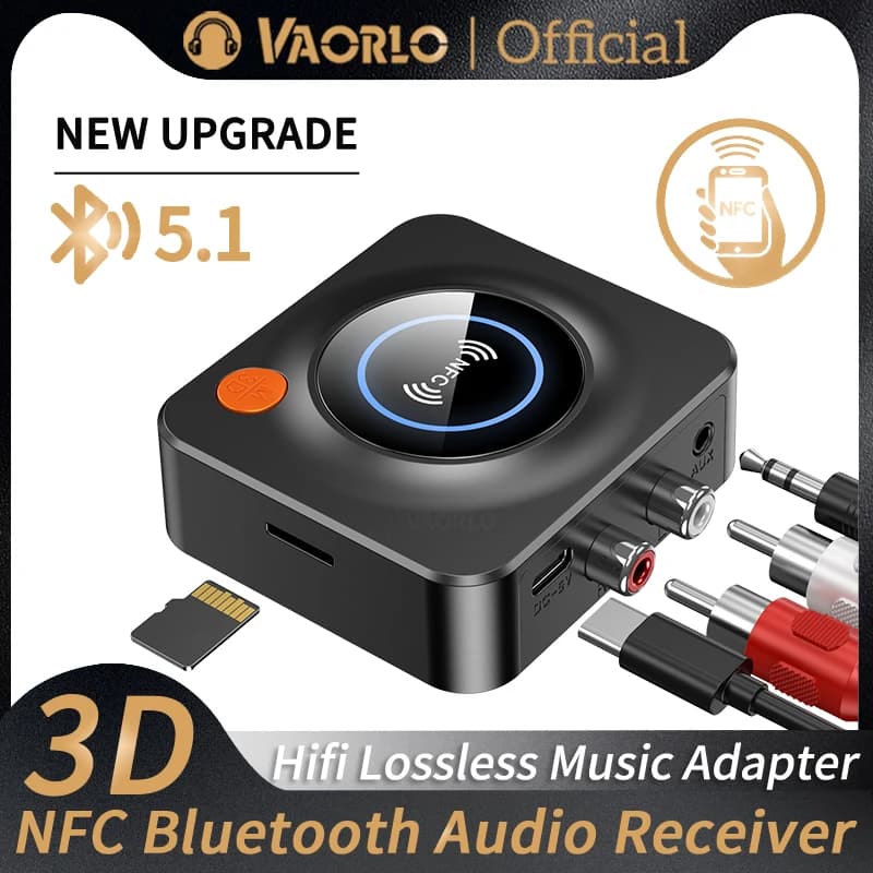 Ricevitore audio Bluetooth NFC da 3,5 mm AUX RCA 3D Surround Stereo Musica Adattatore wireless Supporto TF Card Play per kit per auto Altoparlanti