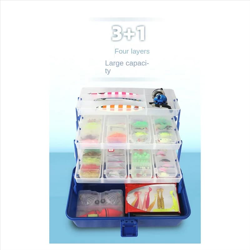 AEF6-Swimming box with transparent plastic bait 3 + 1 layer folding fishing gear box