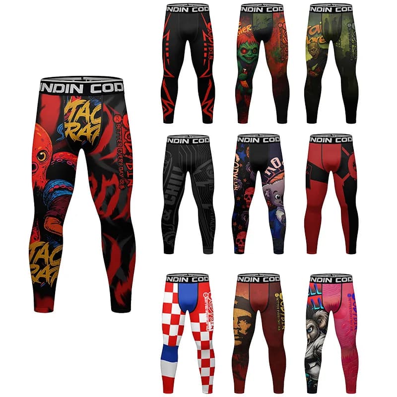 Leggings da Palestra per Uomo, Pantaloni Compressivi per MMA e Jiu Jitsu, Pantaloni da Basket, Pantaloni Sportivi ad Asciugatura Rapida, Pantaloni da Allenamento e Corsa