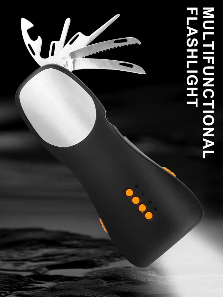 Multi Functional Emergency Flashlight FM Broadcasting High Decibel Alarm Function Power Generation Power Bank Self Rescue Tool