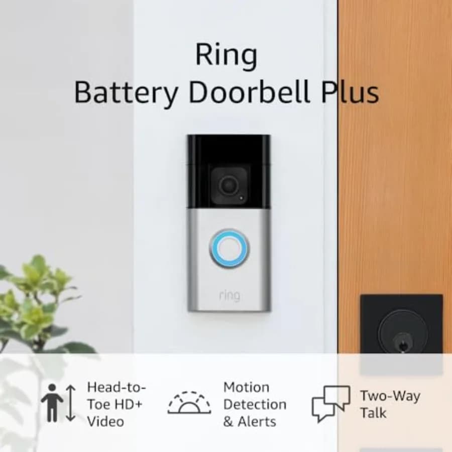 Campanello Ring Battery Plus con Video HD+, Rilevamento Movimento, Avvisi, Comunicazione Bidirezionale, Versione 2023, Compatibile con Ring Chime Pro