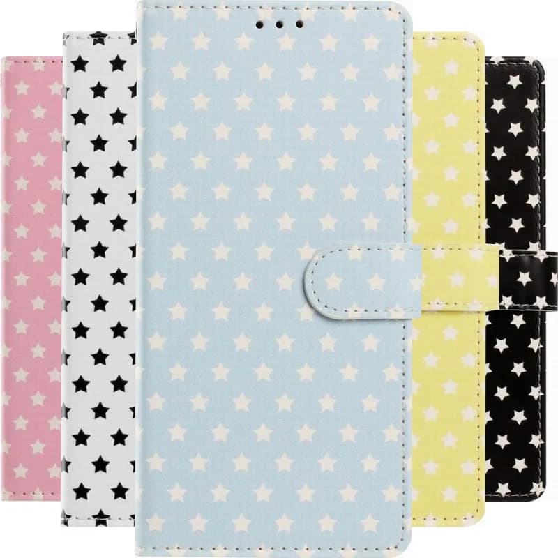 Custodia a portafoglio in pelle con stelle per Motorola Moto G8 Edge 50 Pro 40 Neo 60 Fusion 70 Stylus One Action ThinkPhone 25