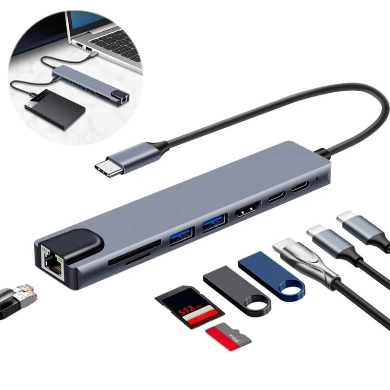 Hub universale tipo C Hdmis 4K Uscita 100 W Power Delivery Porta USB per tablet notebook Lettore schede TF F19E