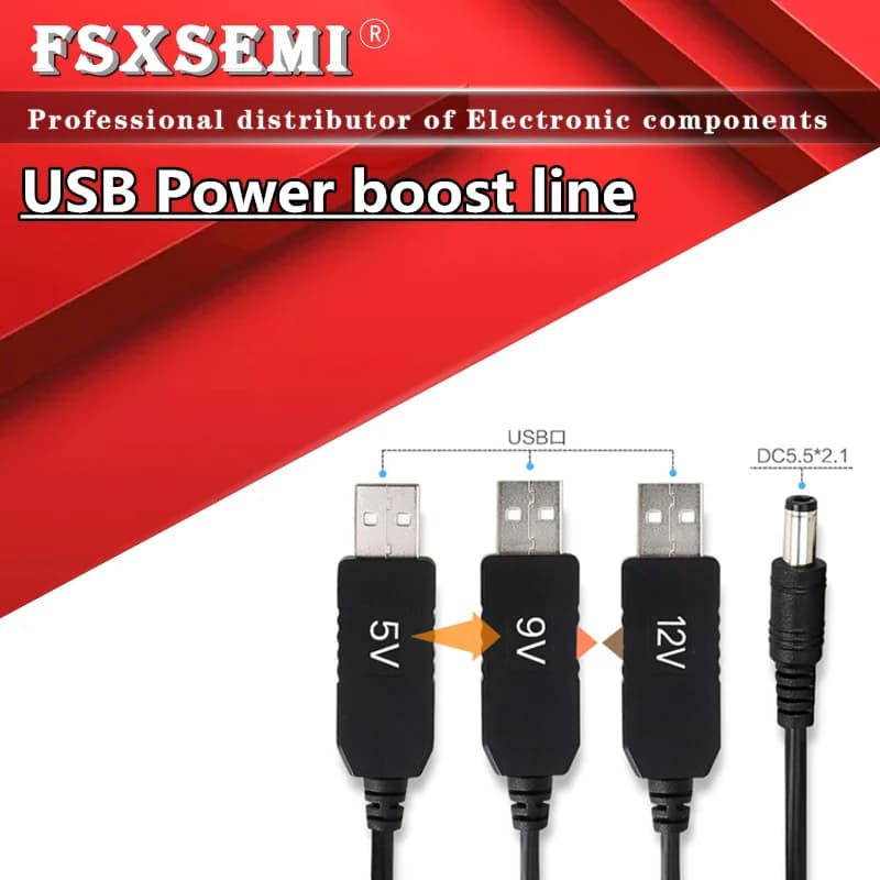 USB Power Boost Line DC 5V a DV 9V / 12V modulo Step Up 1M cavo adattatore convertitore USB spina 2.1x5.5mm per Arduino WIFI