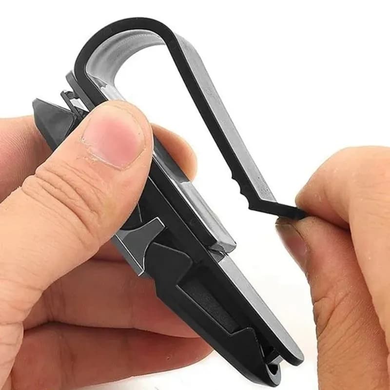 Clip per occhiali da sole e porta carte per auto, 360 ° Organizer per visiera parasole girevole, in plastica ABS nera resistente per una conservazione sicura