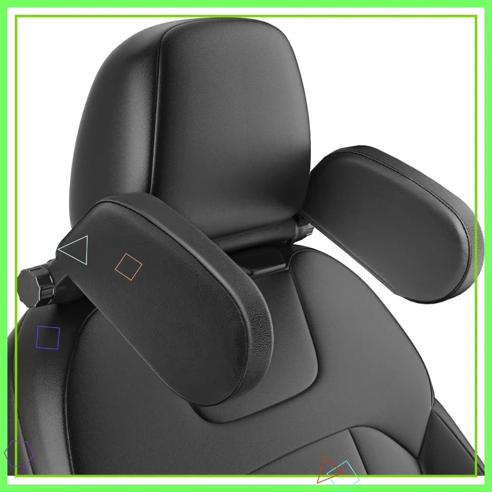 Cuscino Poggiatesta Auto Regolabile per Supporto Collo, per Dormire in Viaggio, per Bambini e Adulti, Adatto a Poggiatesta Auto con Aste - Nero