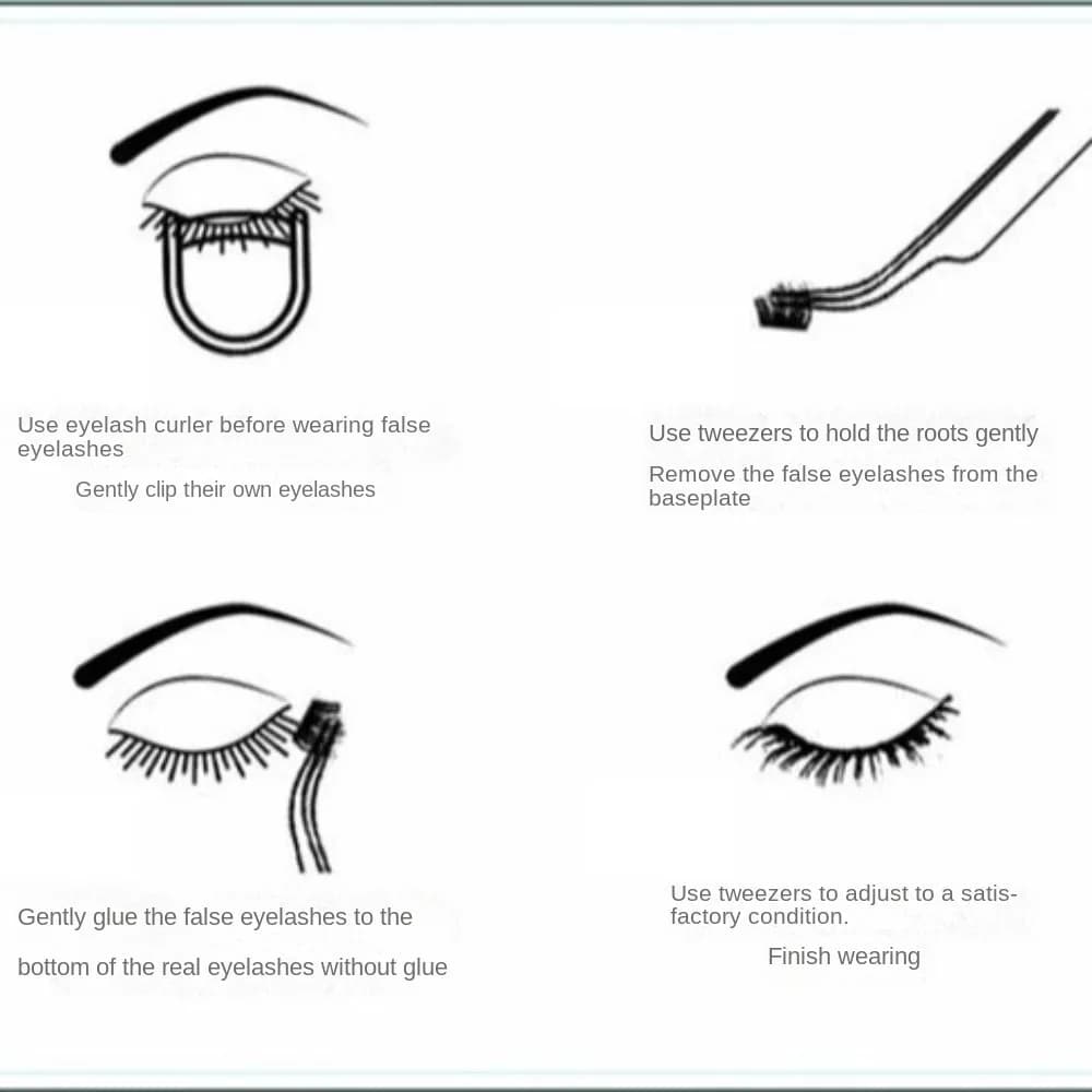 Collarless, Self-adhesive, Natural and Curved, Manga Style, Easy to Apply, Daily Use Eyelashes