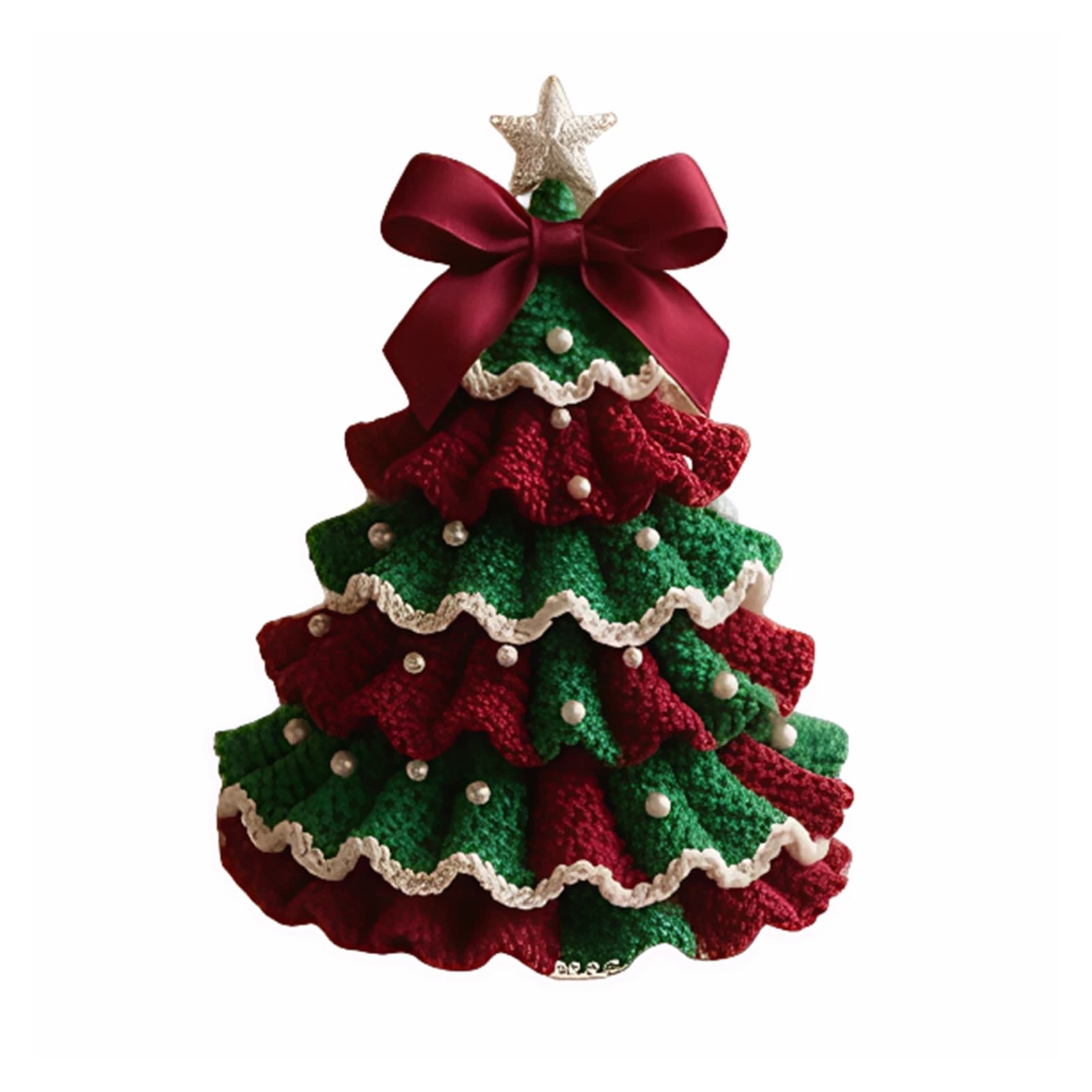Kit albero di Natale all'uncinetto fai-da-te, proprio centrotavola festivo, tessuto, ricordi natalizi, gancio in poliestere