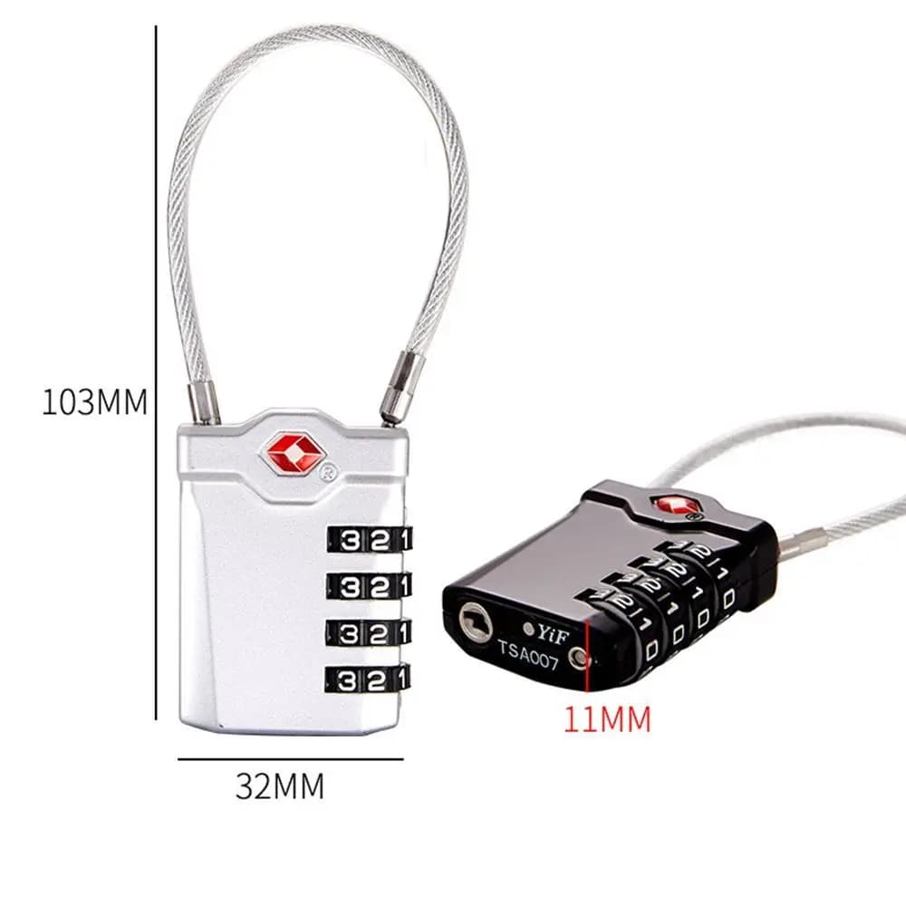 Lucchetto per Bagagli ad Alta Sicurezza con Cavo, Lucchetto Portatile TSA, Lucchetto Intelligente a Combinazione, Lucchetto con Codice Doganale e Cavo in Acciaio