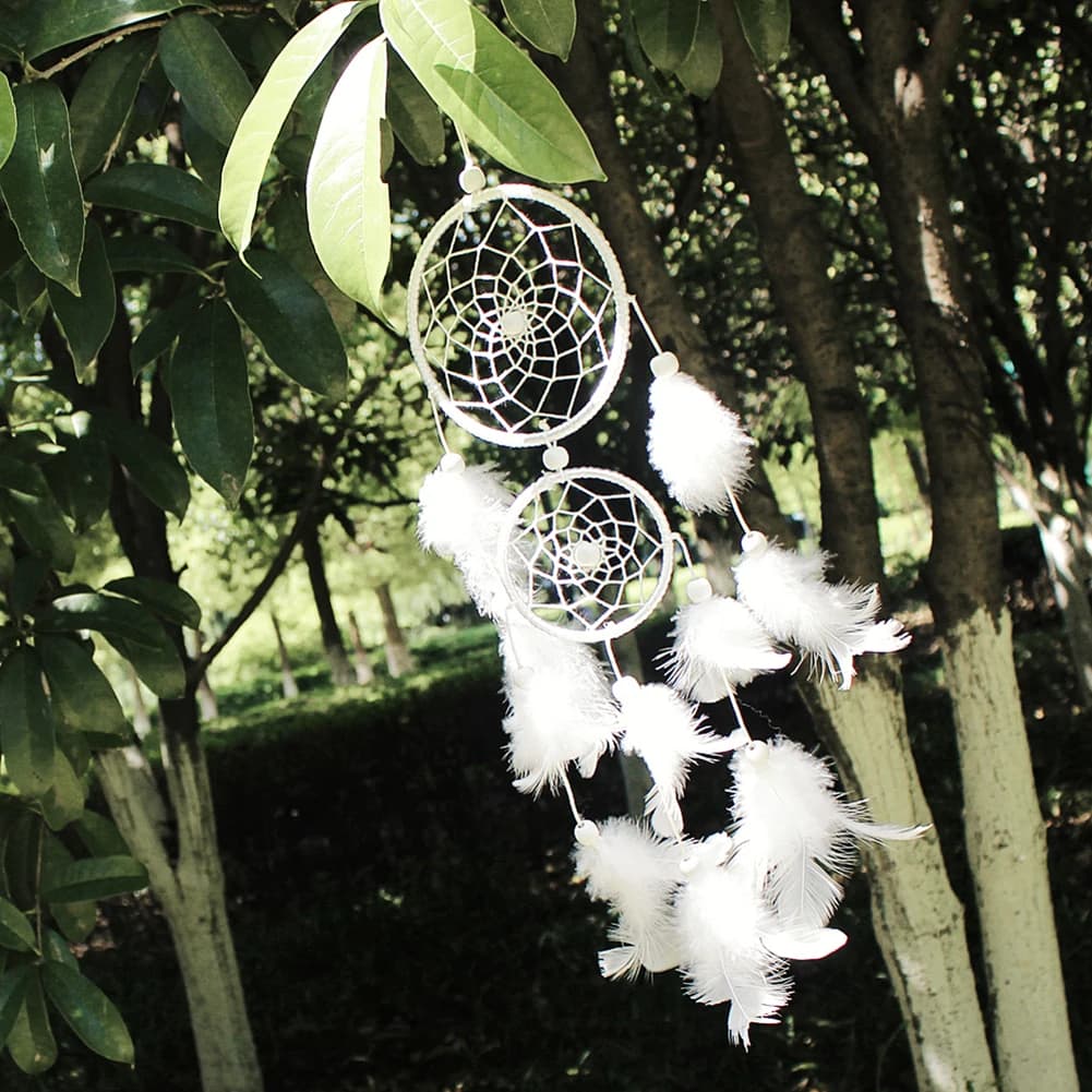 White Dream Catcher Pendant Hand-woven Mural Decoration Art Crafts Creative Handmade for Girlfriend Gift for Party Decoration