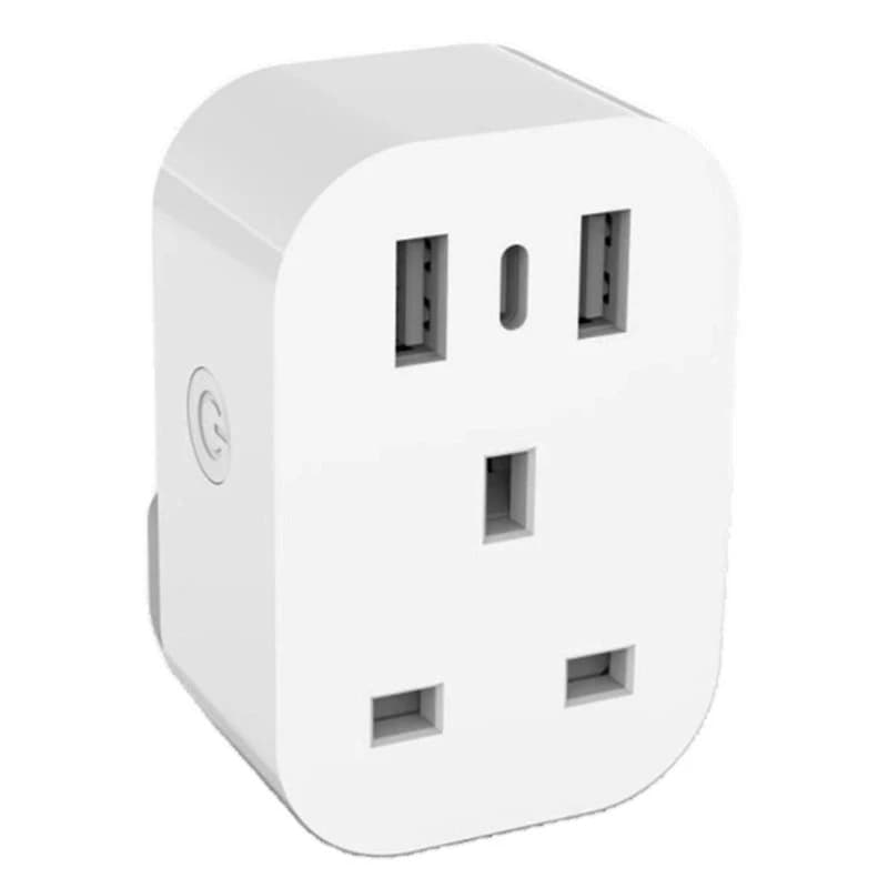 F-F Tuya Wifi Smart Plug Home Appliance Works For Alexa Google Home UK Smart Socket USB Type C Phone Charger UK Plug