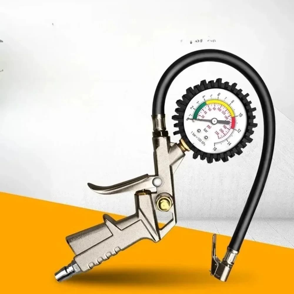 Manometro per pneumatici 0-220psi 0-16Bar per auto e moto, strumento multifunzione per la riparazione dei pneumatici, manometro a quadrante, pompa di gonfiaggio per compressore d'aria