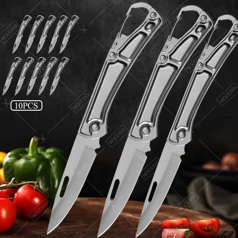 10PCS Coltello pieghevole in acciaio inossidabile Coltello per pelapatate Coltello per carne Disossare Coltello da macellaio Manico antiscivolo Accessori da cucina
