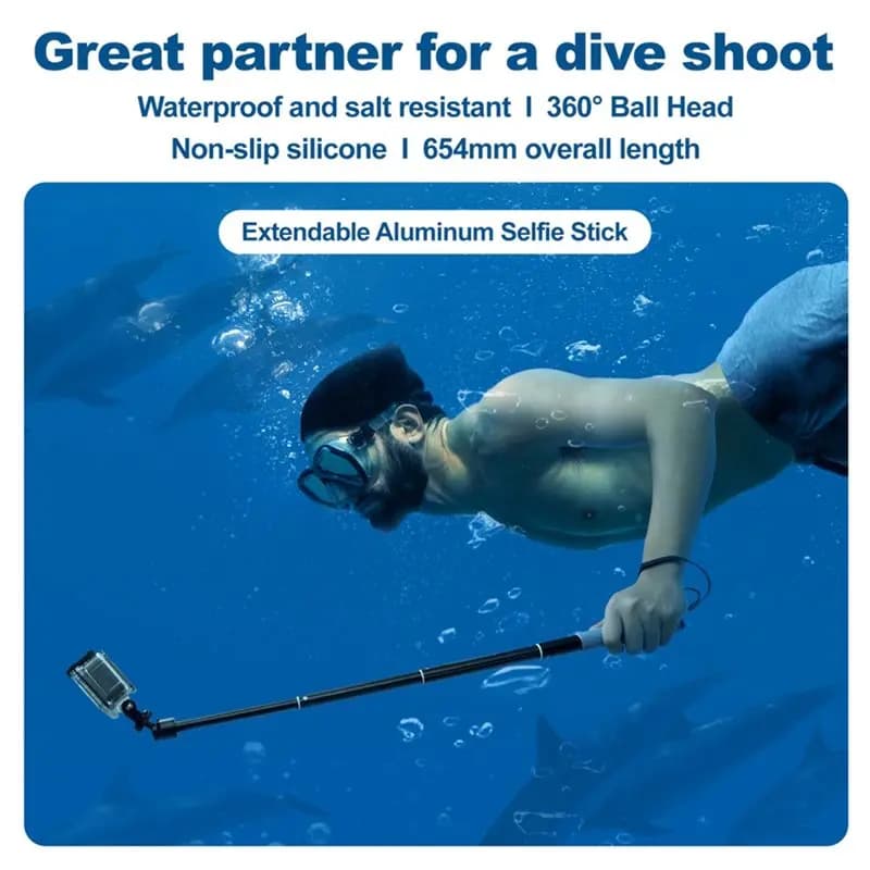 CJSD - Asta Selfie Galleggiante a 360° per GoPro 13 12 ° Monopiede con testa a sfera rotante per Gopro 13 12 11 DJI Action 6 5Pro Acepro