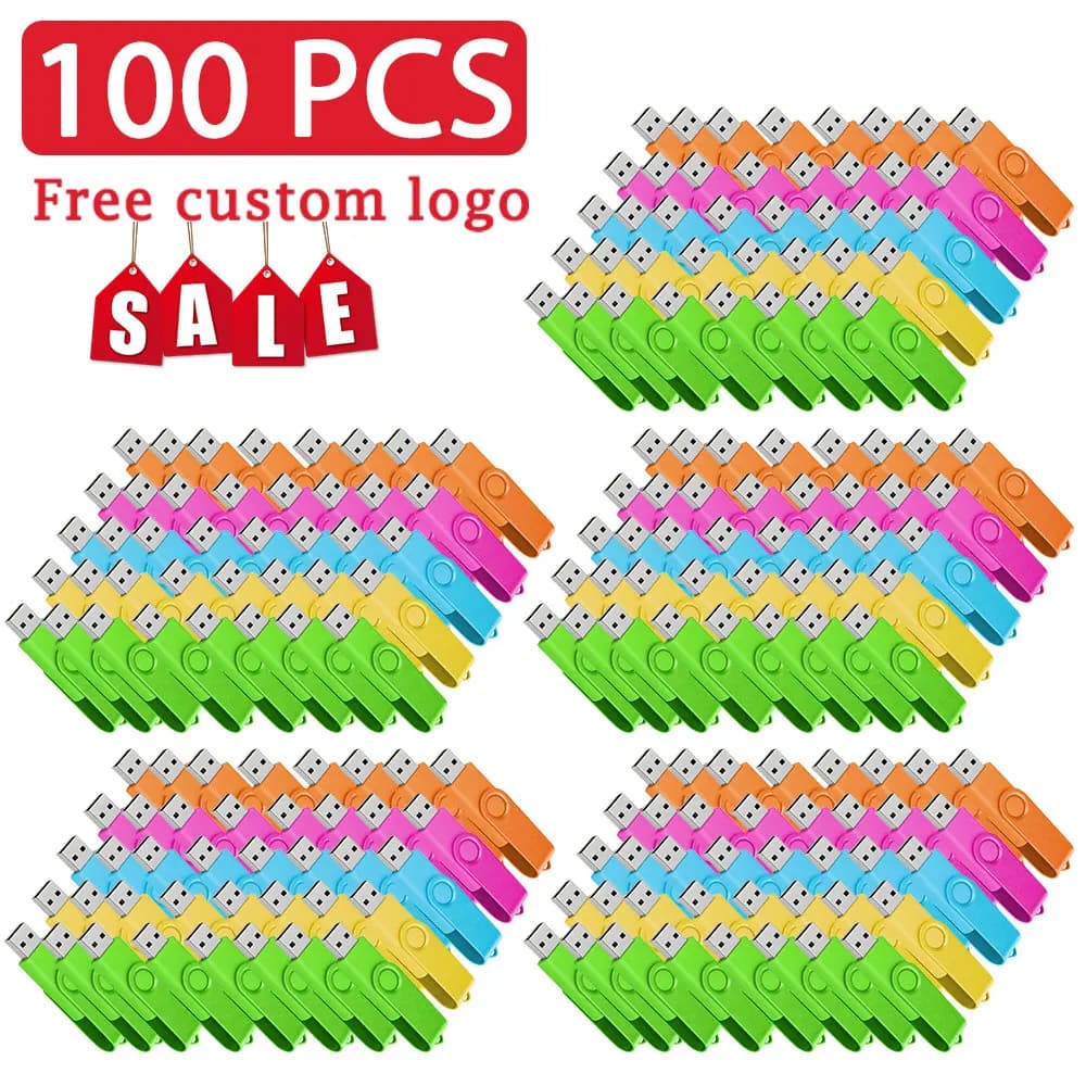 100 Pezzi Chiavette USB da 1GB 2GB 4GB 8GB 16GB 32GB 64GB 128MB con Logo Personalizzato Gratuito