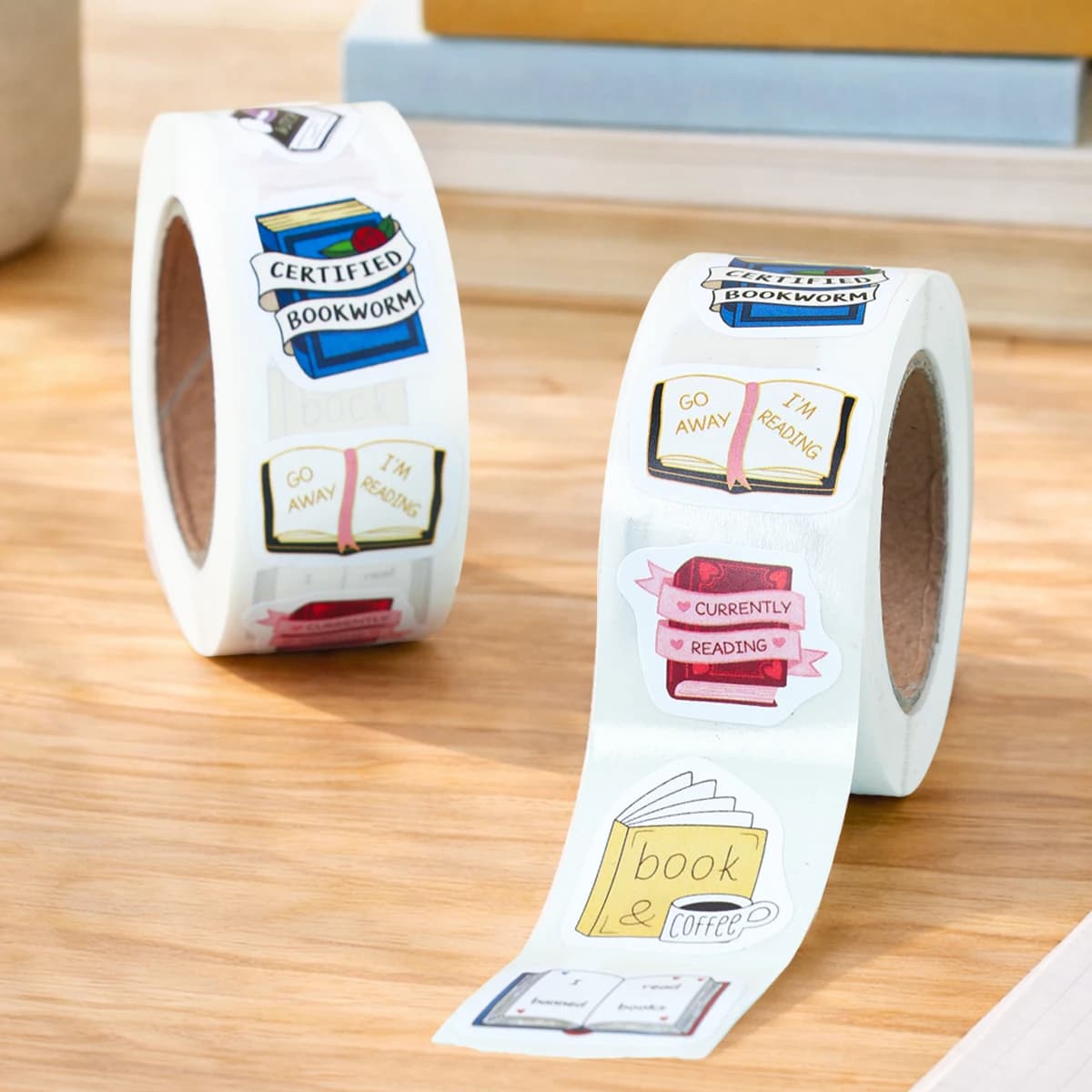 Adesivi a Tema Libri per Decorazioni Festa di Compleanno, Etichette per Quaderni, Adesivi per Telefono, Bottiglie e Regali, Accessori per Baby Shower