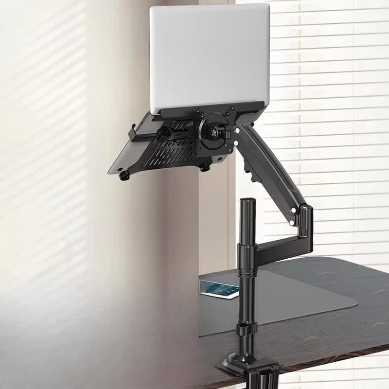 H100-FP Supporto universale per laptop con braccio piatto rialzato e colonna rotante Comfort migliorato Nuova colonna da tavolo