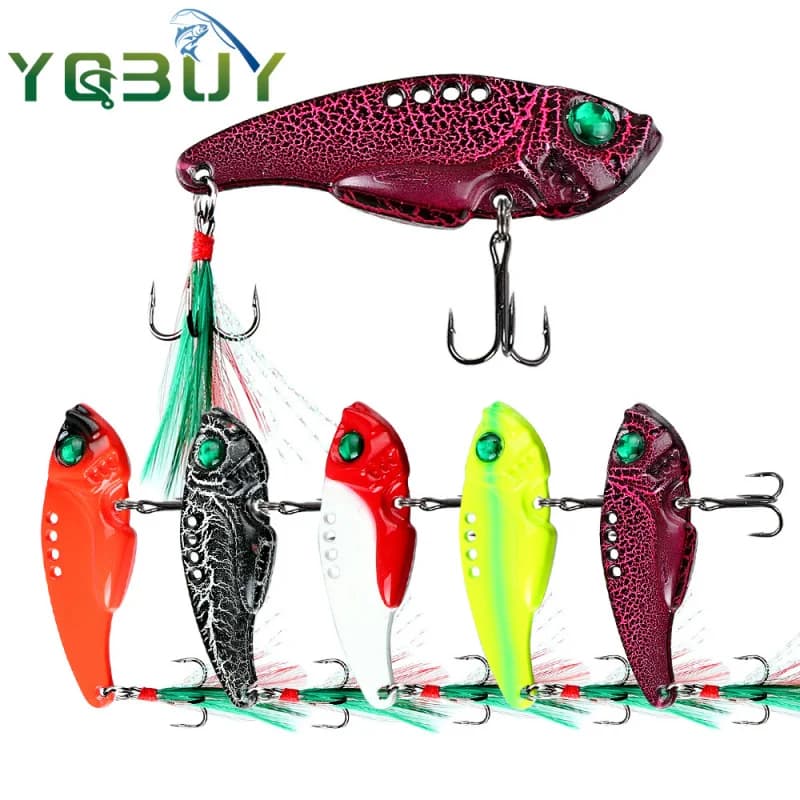 Set of 5 VIB Metallic baits from 3g to 20g for Sea Fishing Long Distance of Spigoles and Fish Snake Head