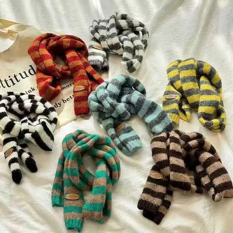 Women's slim, narrow, long, colored striped scarf, autumn winter, new design, decorative scarf for fashionable girl, combined with all sortCC55 saying
