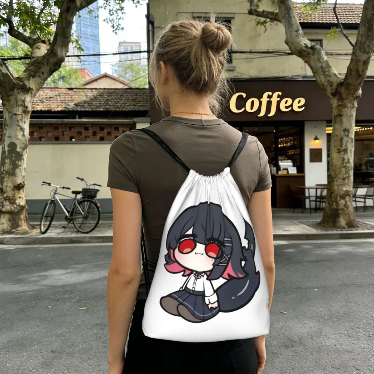 Zaini Anime Zenless Zone Zero Chibi Ellen Joe, Borsa Sportiva Portatile con Coulisse, Borsa per Libri da Viaggio e Scuola