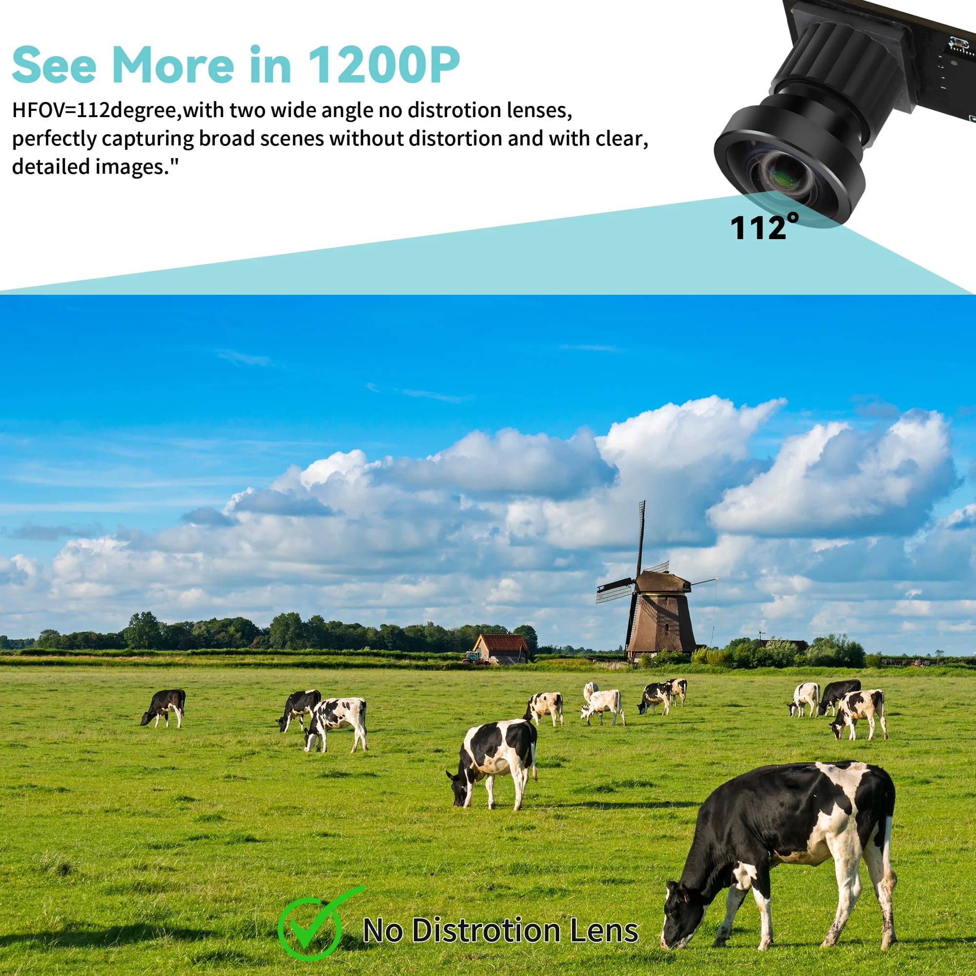 ELP 1200P 60FPS Webcam stereo camera module with global shutter with double synchronous lens, 112 ° wide-angle 3D webcam for VR, PC
