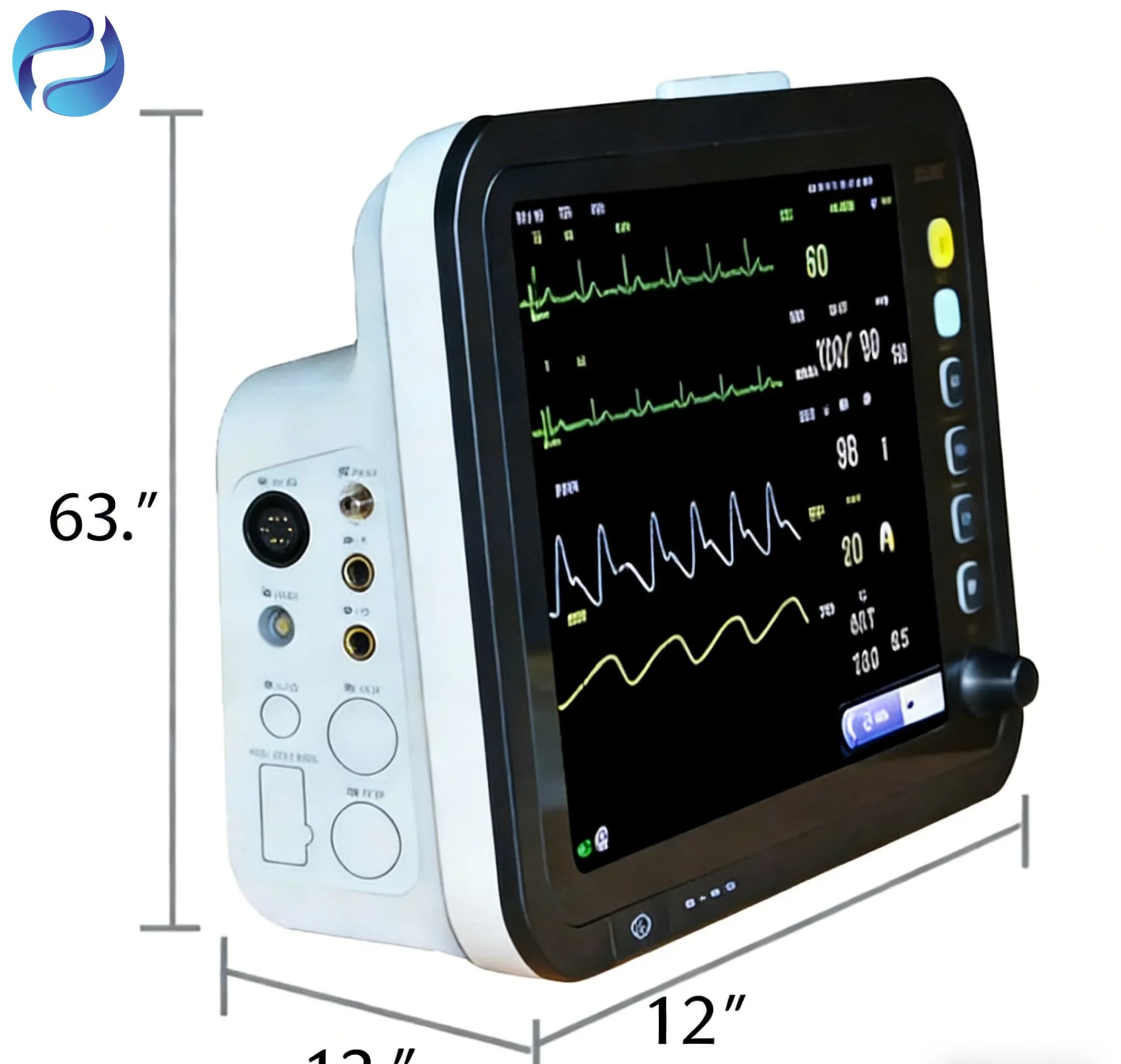 12.1-inch Touch Screen Portable Patient Monitor with IBP/EtCO2 and Movable Stand for Vital Signs Monitoring
