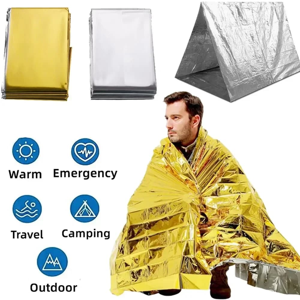 Emergency thermal poncho cover Foldable light Water resistant Windproof Reusable Emergency camping Mat