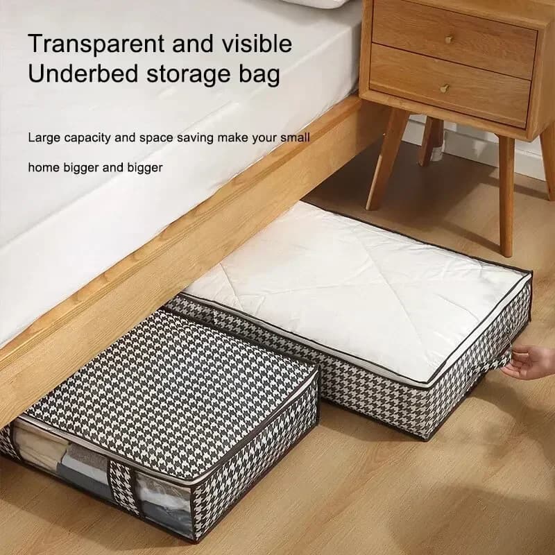 Storage Bag Houndstooth Quilt Fabric Clothes Quilts Toys Organizer Big Capacity Foldable Moisture Proof Home Closet Portable