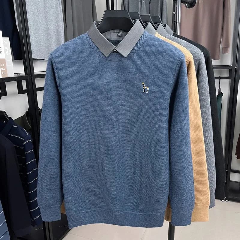 Pullover da uomo a maniche lunghe con colletto ribaltabile di marca di lusso moda invernale nuovo articolo maglione lavorato a maglia caldo casual con ricamo per cuccioli