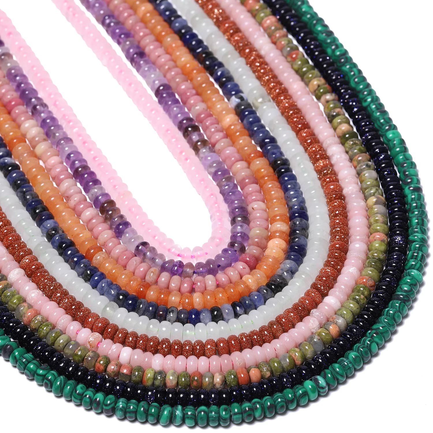 Wholesale 4x2mm Natural Stone Flat Round Shape Loose Spacer Beads For Jewelry Making Necklace Earrings Handmade Gift Accessories