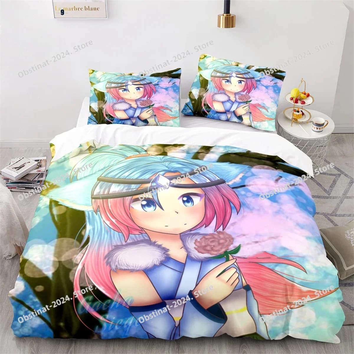 Set biancheria da letto 3D Anime Gacha Life Set letto stampato Copripiumino Lenzuolo Federa Letto Copripiumino morbido Full Queen King Size