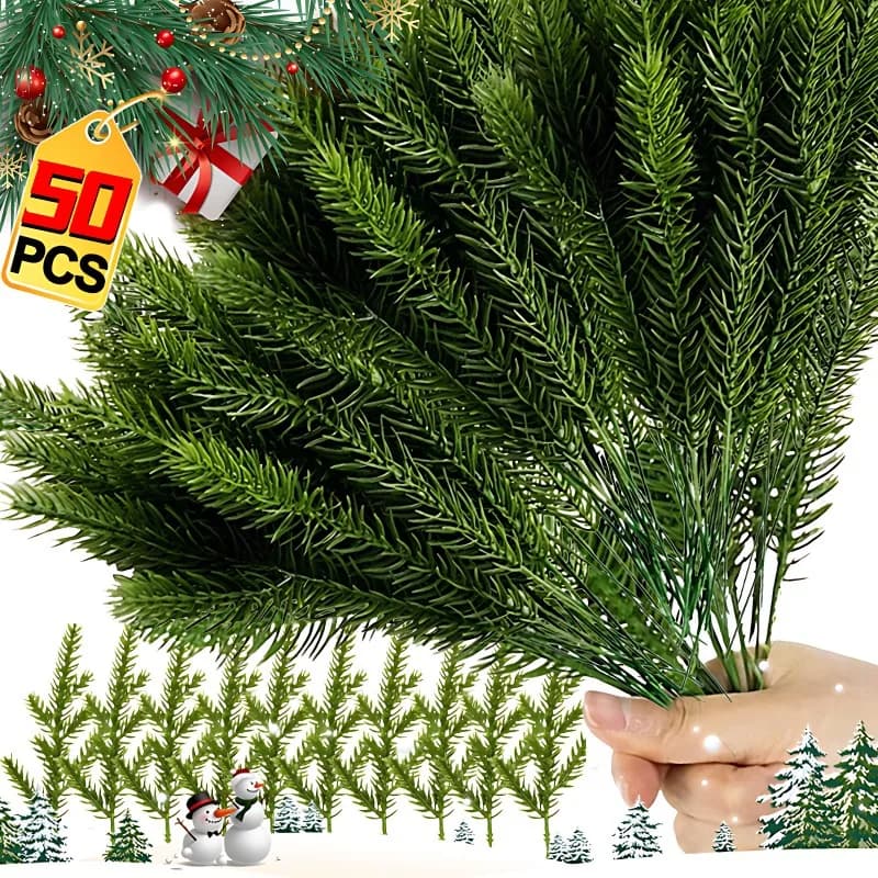 50/1PCS Artificial Christmas Rams False Plants Pine Needles Rattan Screw Garland For Christmas Tree Gift Pack Wedding Flowers Decor
