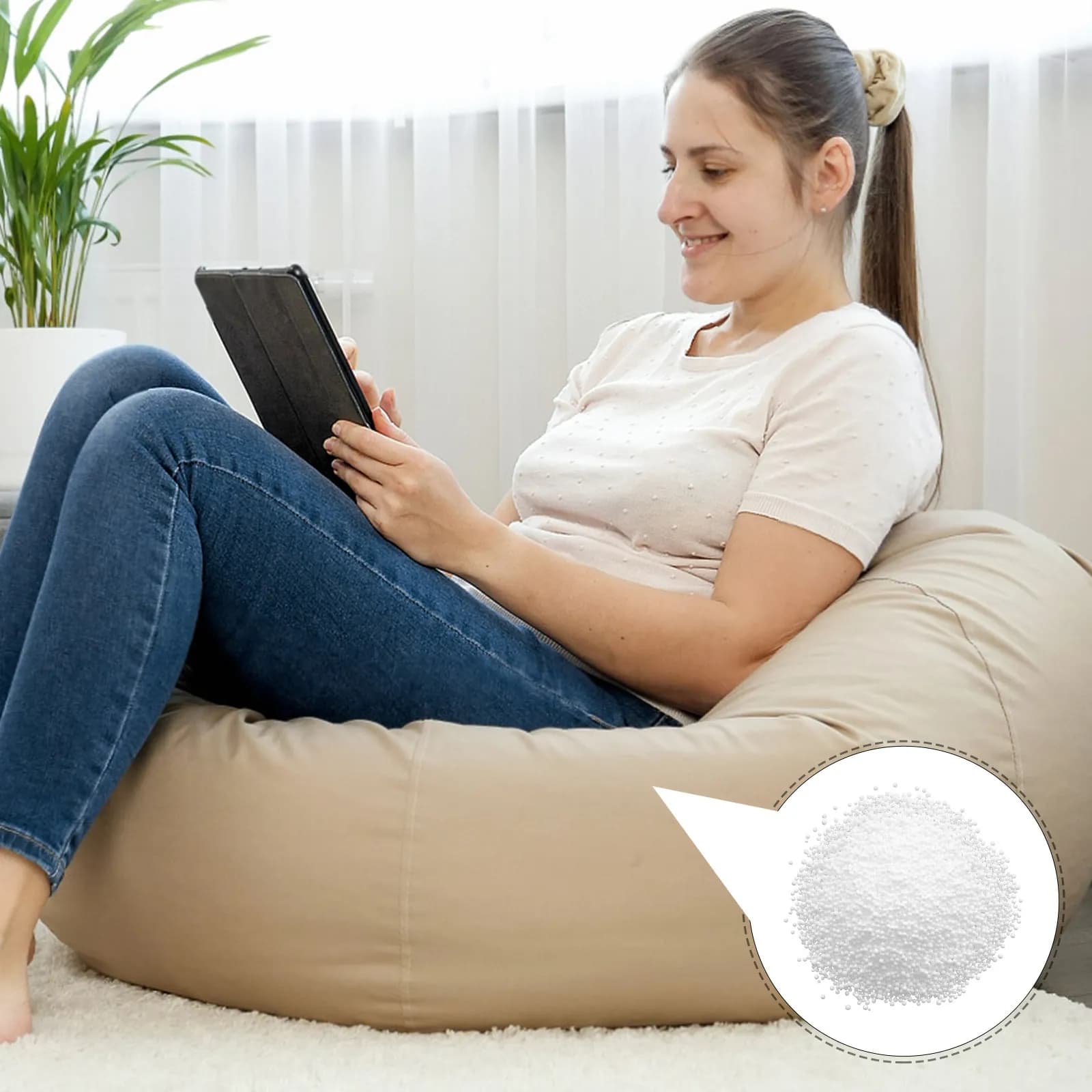 Riempimento per Pouf e Cuscini: Perle in Schiuma Morbide e Confortevoli per Divani e Sedute