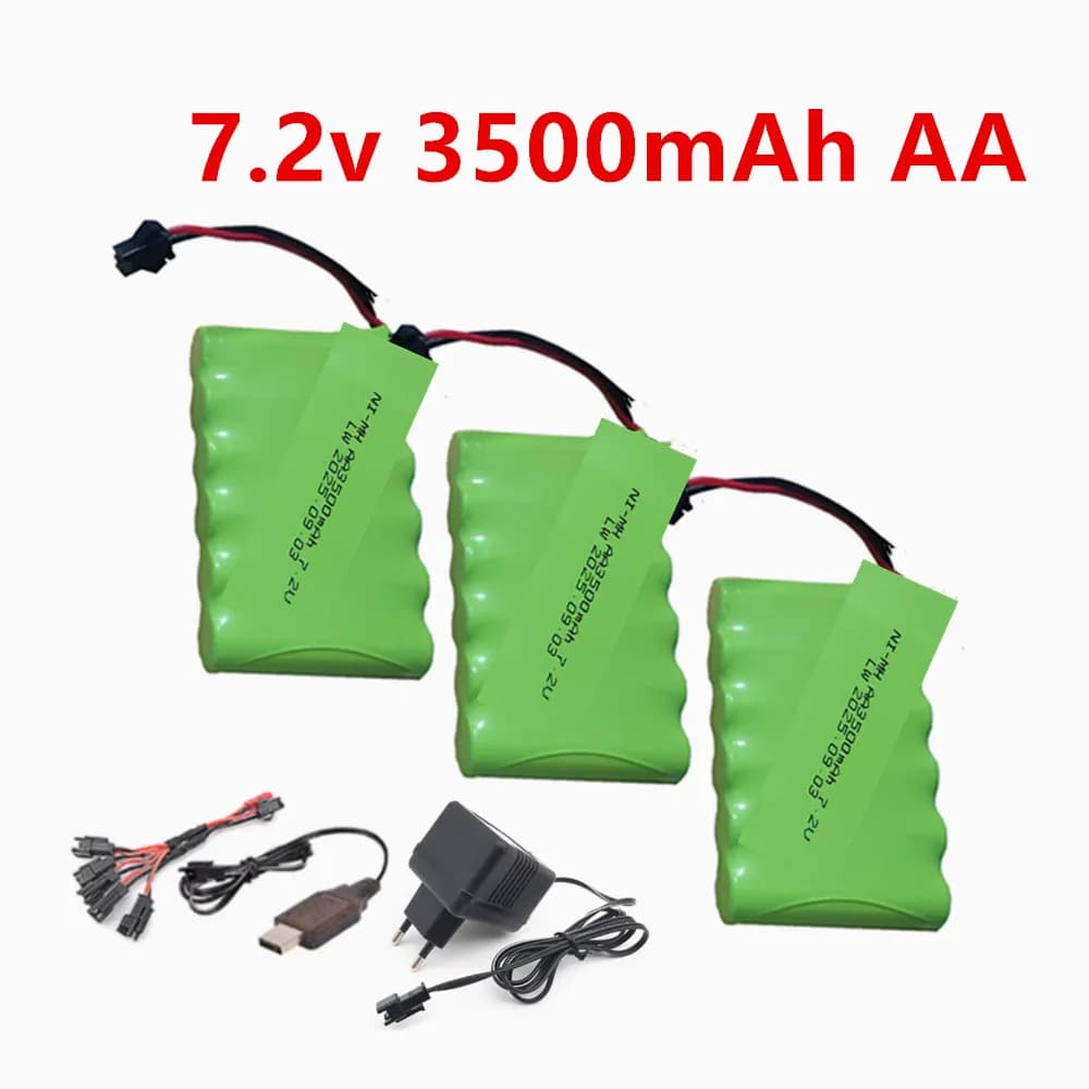 M model NIMH Battery 7.2V 3500mah Battery or Charger set For Rc Toy Cars Boats Guns Ni-MH AA 2800mah 7.2v Rechargeable Battery