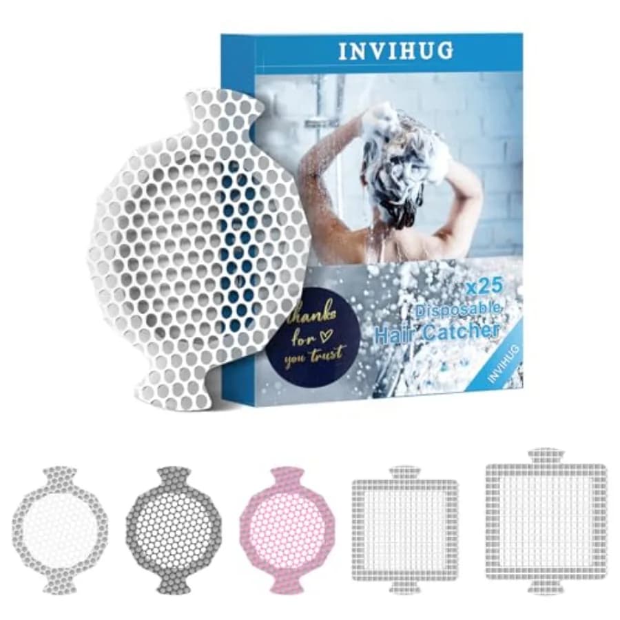 Disposable Shower Drain Hair Catcher Mesh Stickers, 25 Pack, Hair Catcher for Shower White, 25pcs NRHC-01