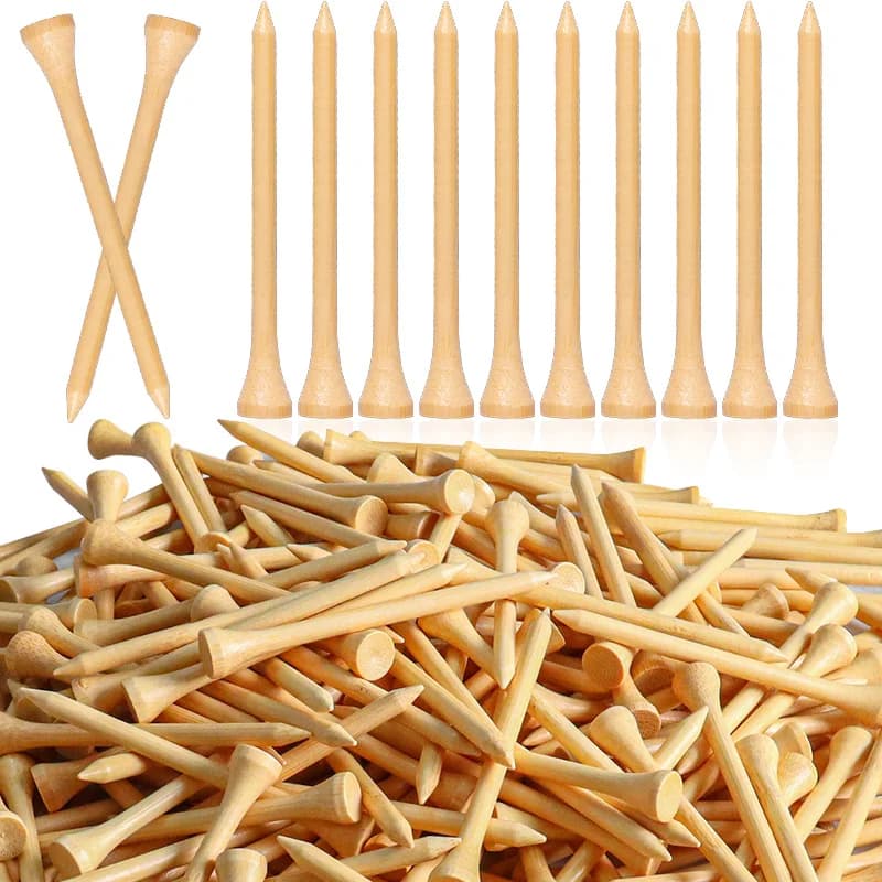Bamboo Golf Tees Wood 3 1/4" or 2 3/4" Value 250 Pack, Natural Color Smooth Finish for Reliable Ball Support