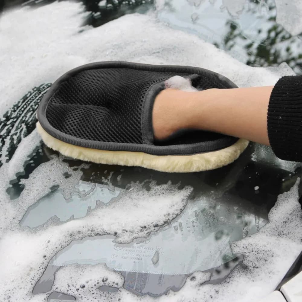 Guanti in Peluche per Lavaggio Auto, Guanto Morbido in Lana per Lavaggio Auto, Spazzola per Pulizia Auto Moto e Detailing