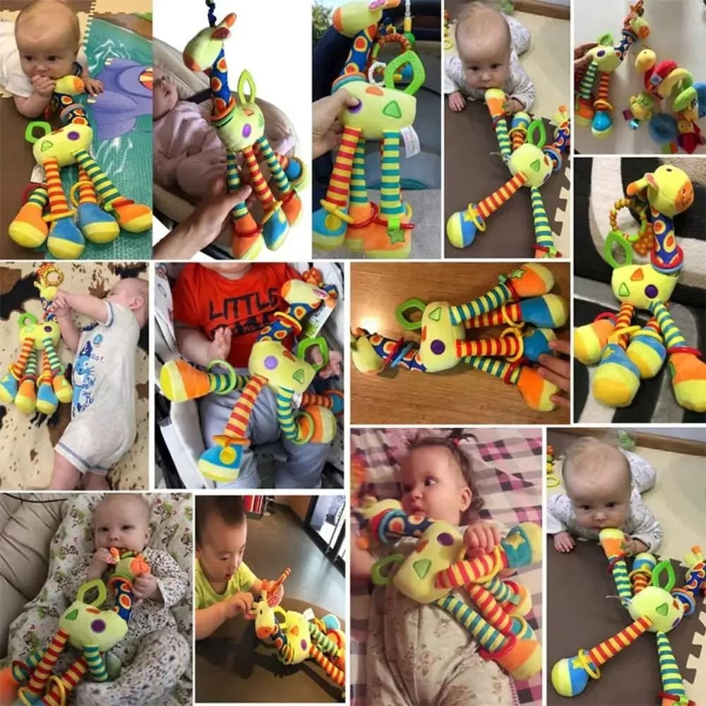 PP Cotton Giraffe Animal Handbells Plushies Wear-resistant Newborn Giraffe Rattles Early Education Soft Rattle Teether
