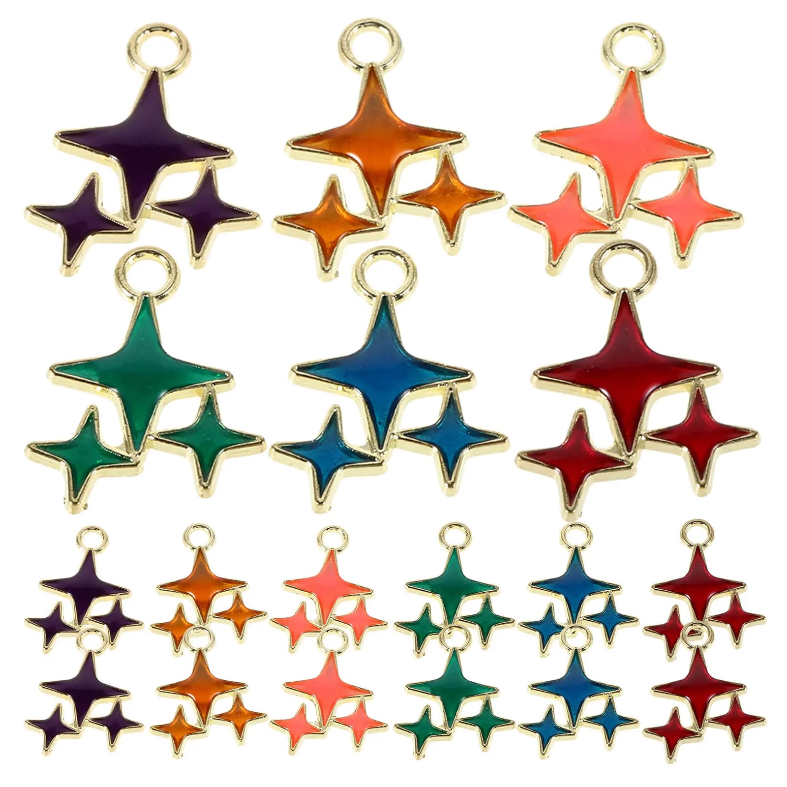 60Pcs Star Charms Durable Alloy Material Transparent Oil Drip Craft Versatile Use for Earrings Bracelets Necklace DIY Jewelry