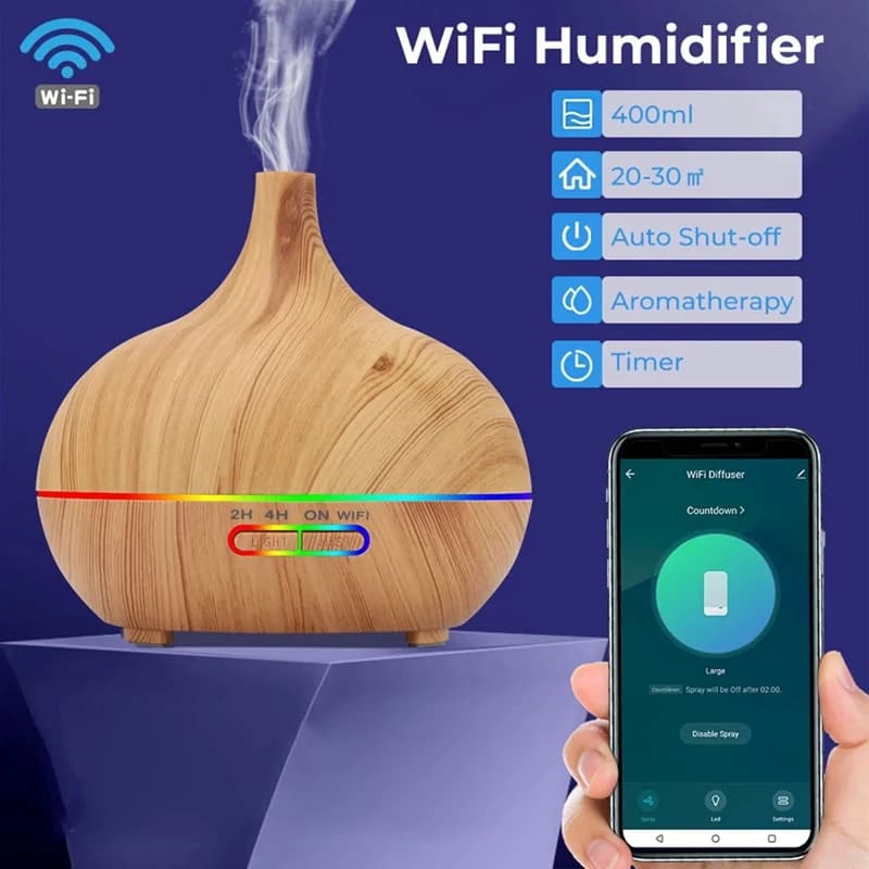 Tuya WiFi Essential Aroma Diffuser Smart Home 400ml Humidifier Mist Maker for EU-A09I Spine