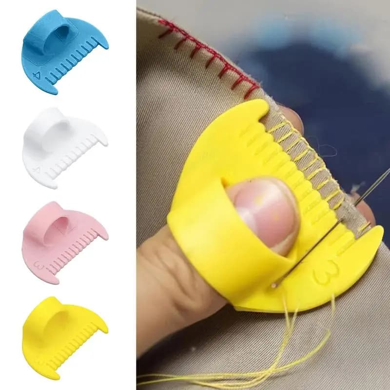Guida per cucire a mano Strumento di misurazione del calibro dell'ago per cucire Ditale dell'ago Protezione per le dita Strumento di allineamento per quilting per l'artigianato