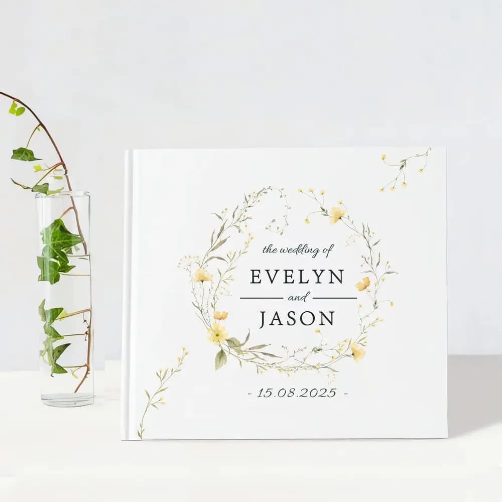 Libro degli ospiti per matrimonio personalizzato Album fotografico fai-da-te bianco vuoto Elegante libro firmato Decorazione della tavola per feste Regalo ricordo Quaderno quadrato